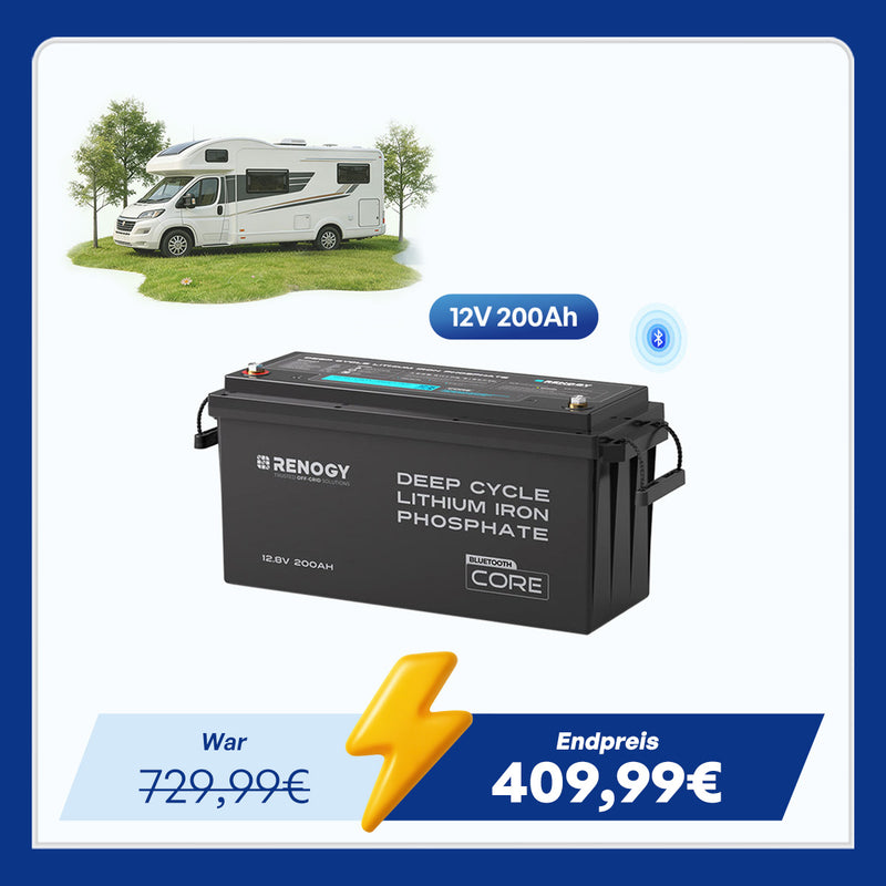 Core - 12V 200Ah LiFePO4 Lithium Batterie mit Bluetooth