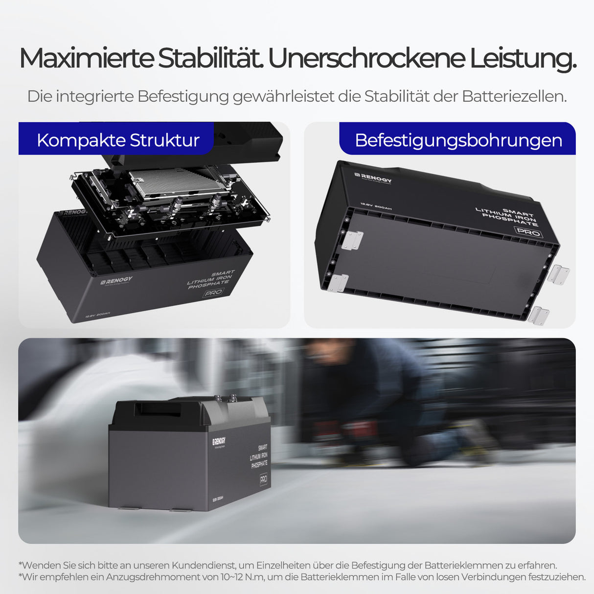 LiFePO4 12V 200Ah Batterie mit Selbstheizung Funktion und Bluetooth 60+ BMS Schutz IP67 wasserdicht