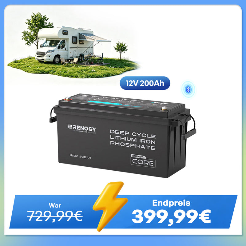 Core - 12V 200Ah LiFePO4 Lithium Batterie mit Bluetooth