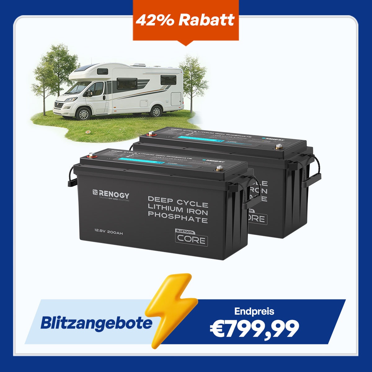 Core - 12V 200Ah Lithium Batterie mit Bluetooth