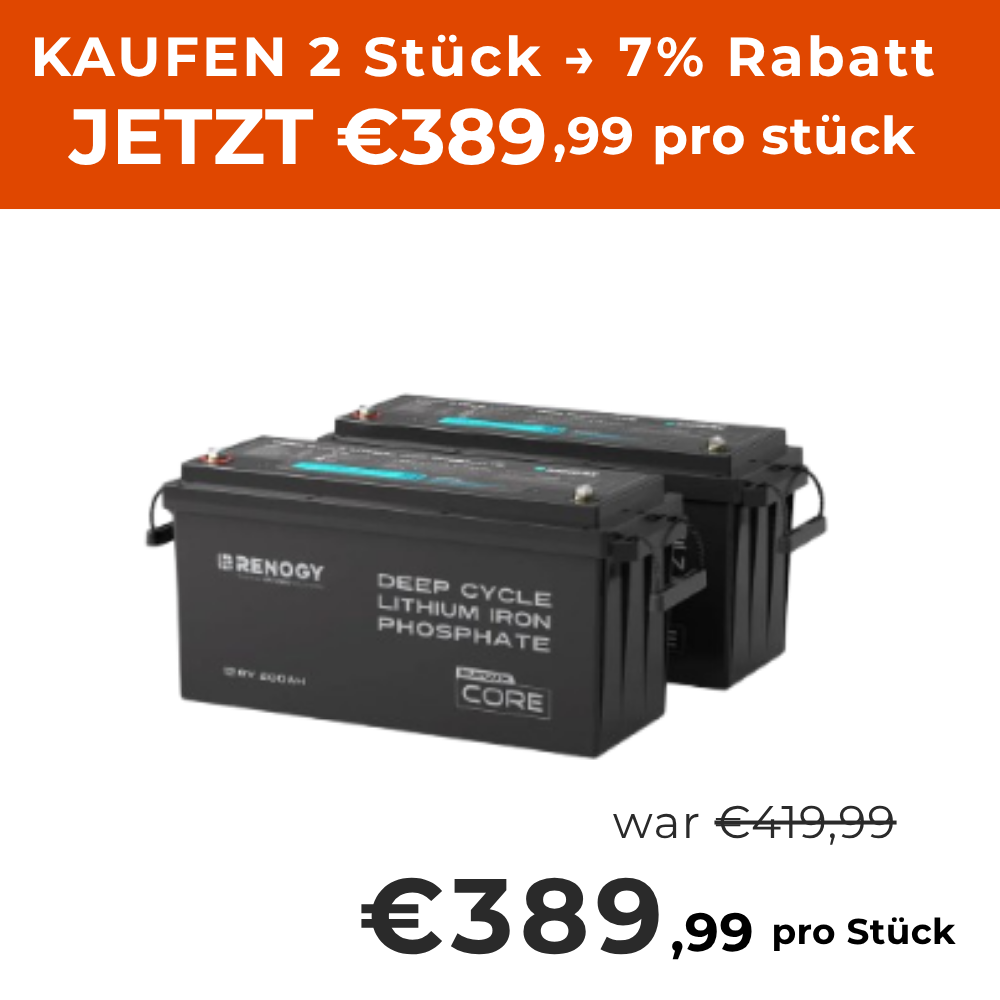 Core 12V 200Ah Lithium Batterie mit Bluetooth