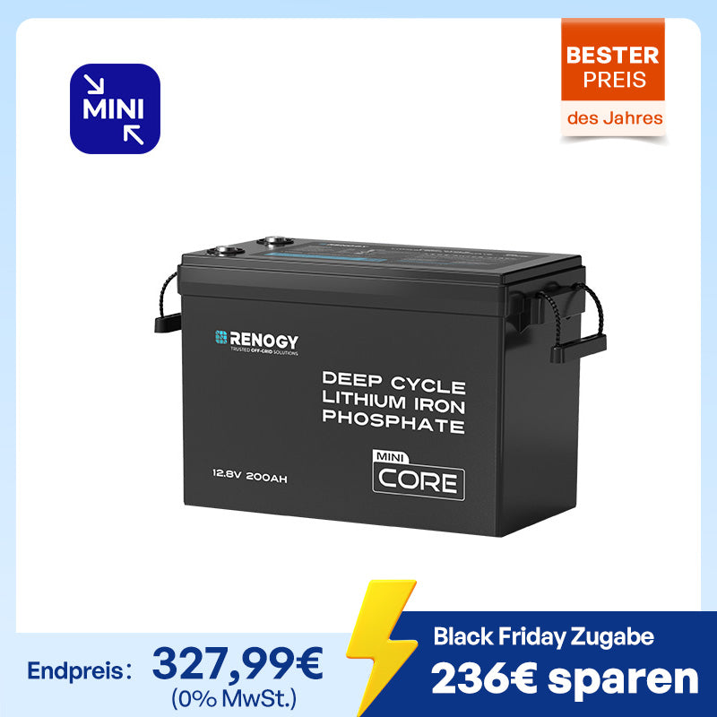 Core mini 12V 200Ah LiFePO4 Batterie mit Niedrigtemperaturschutz