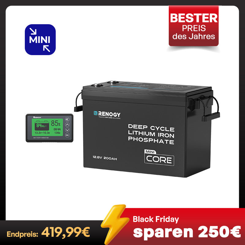 Core mini 12V 200Ah LiFePO4 Batterie mit Niedrigtemperaturschutz