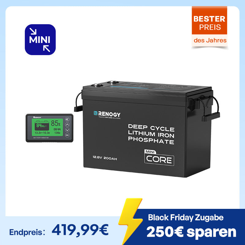 Core mini 12V 200Ah LiFePO4 Batterie mit Niedrigtemperaturschutz