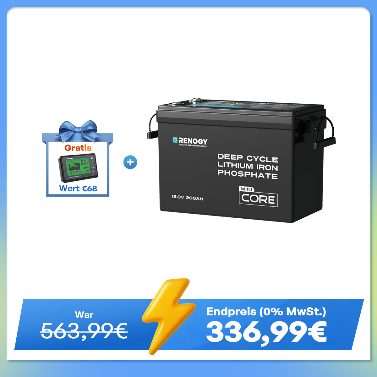 Core Mini - 12V 200Ah LiFePO4 Batterie Niedrigtemperaturschutz