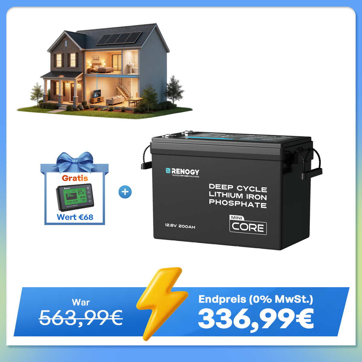 Core Mini - 12V 200Ah LiFePO4 Batterie mit Niedrigtemperaturschutz