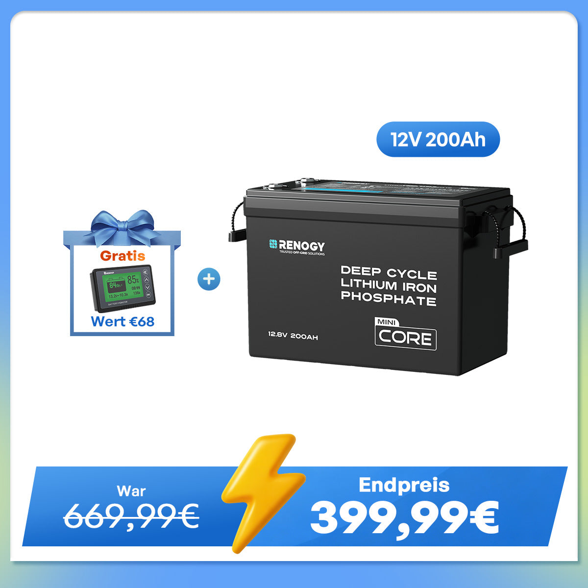 Core Mini - 12V 200Ah LiFePO4 Batterie Niedrigtemperaturschutz