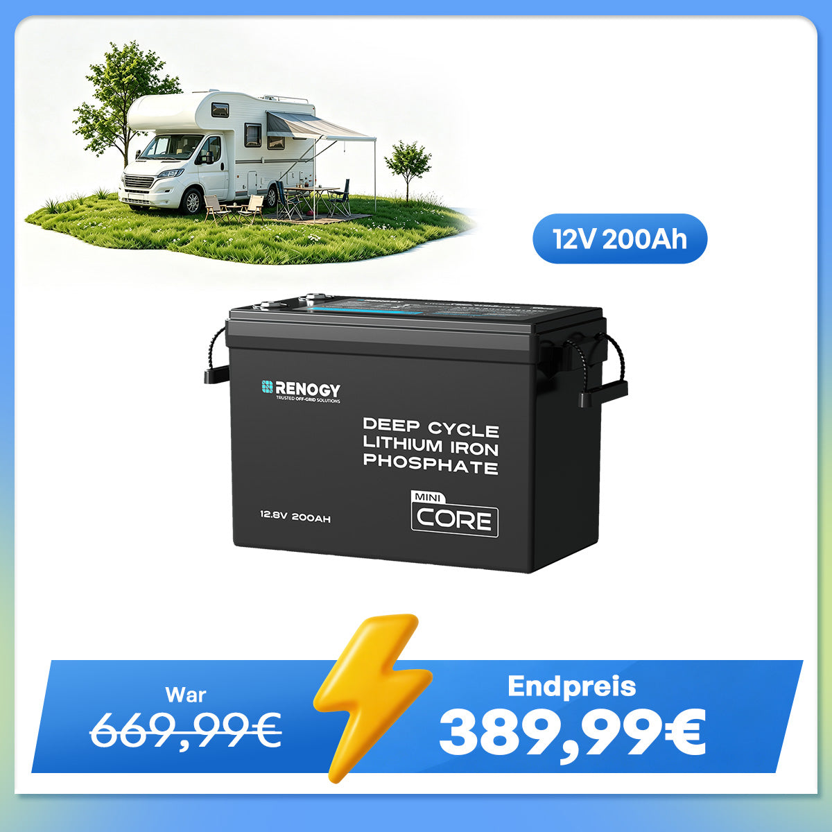Core Mini - 12V 200Ah LiFePO4 Batterie mit Niedrigtemperaturschutz