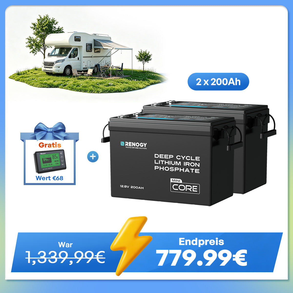 Core Mini - 12V 200Ah LiFePO4 Batterie mit Niedrigtemperaturschutz