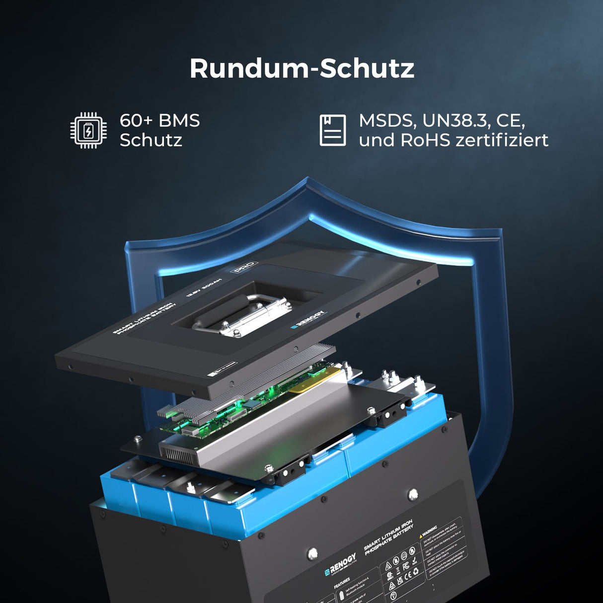 12V 200Ah Untersitz LiFePO4 Batterie mit Bluetooth