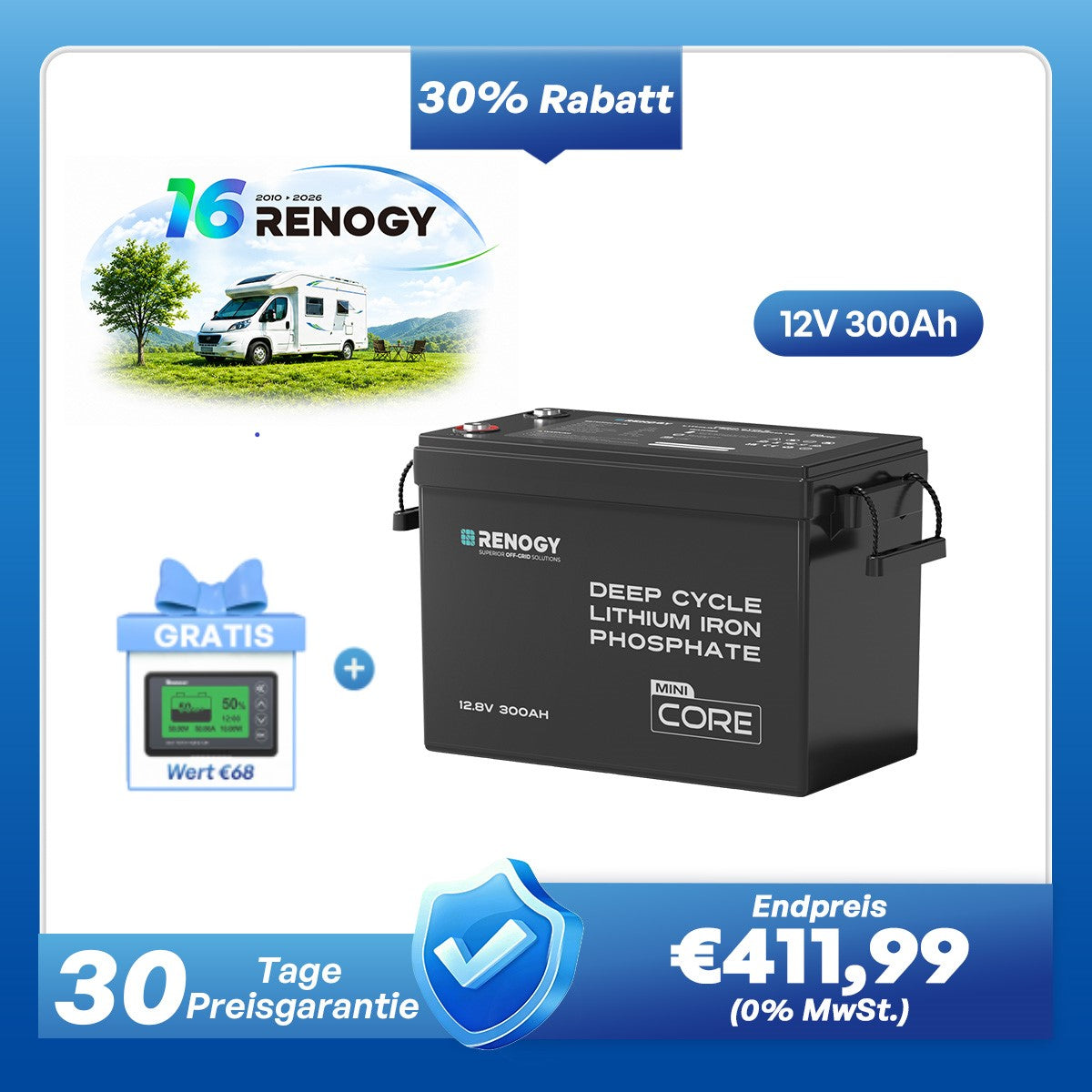 Core Mini - 12V 300Ah LiFePo4 Lithium Batterie