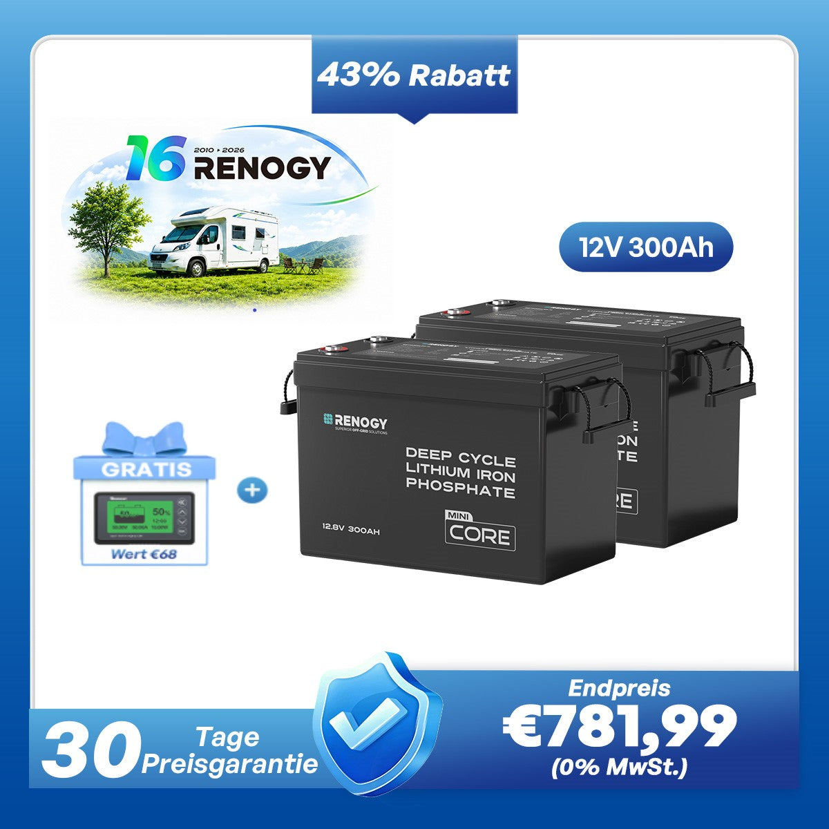 Core Mini - 12V 300Ah LiFePo4 Lithium Batterie