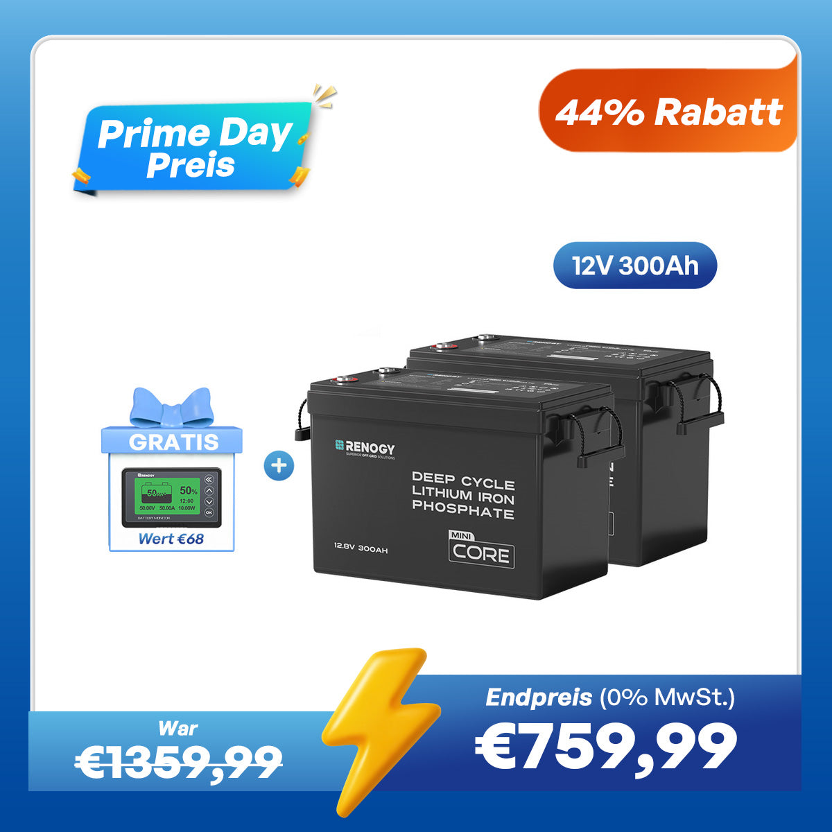 Core Mini - 12V 300Ah LiFePo4 Lithium Batterie