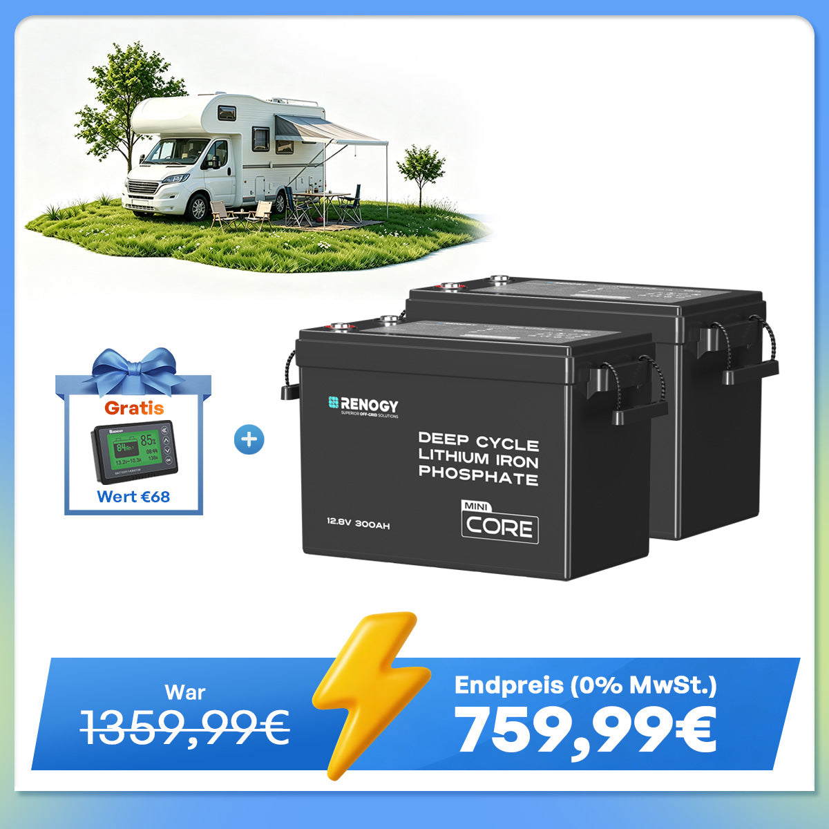Core Mini - 12V 300Ah LiFePo4 Lithium Batterie