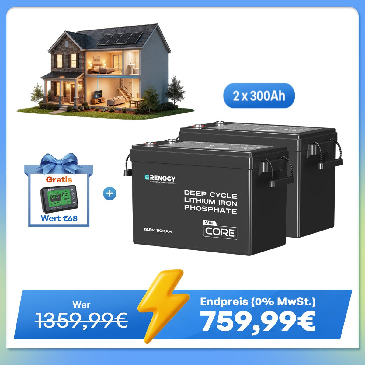 Core Mini - 12V 300Ah LiFePo4 Lithium Batterie
