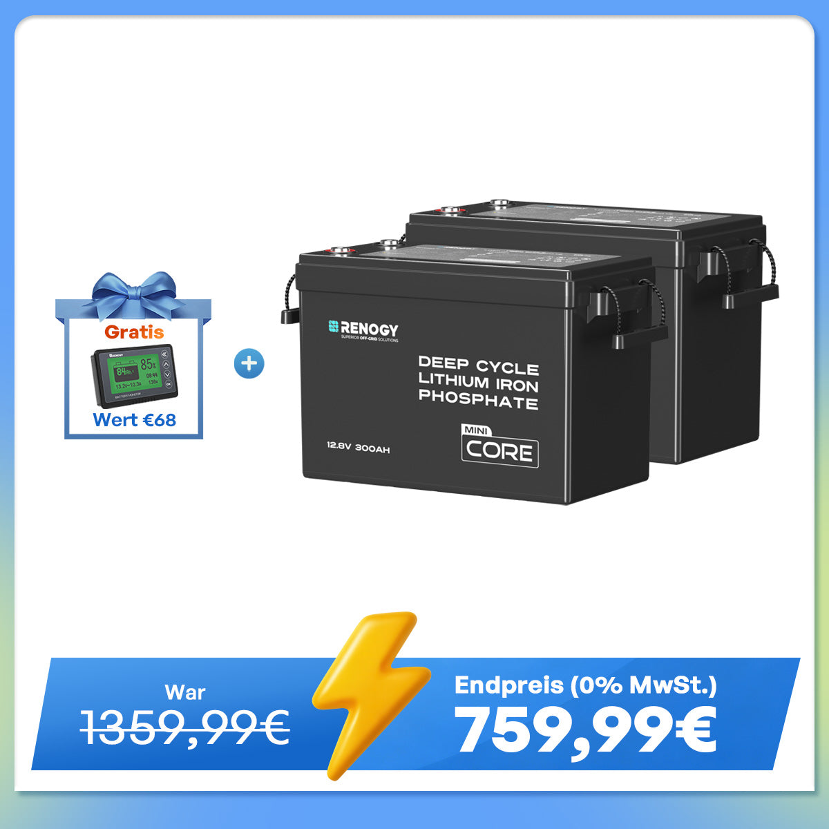 Core Mini - 12V 300Ah LiFePo4 Lithium Batterie