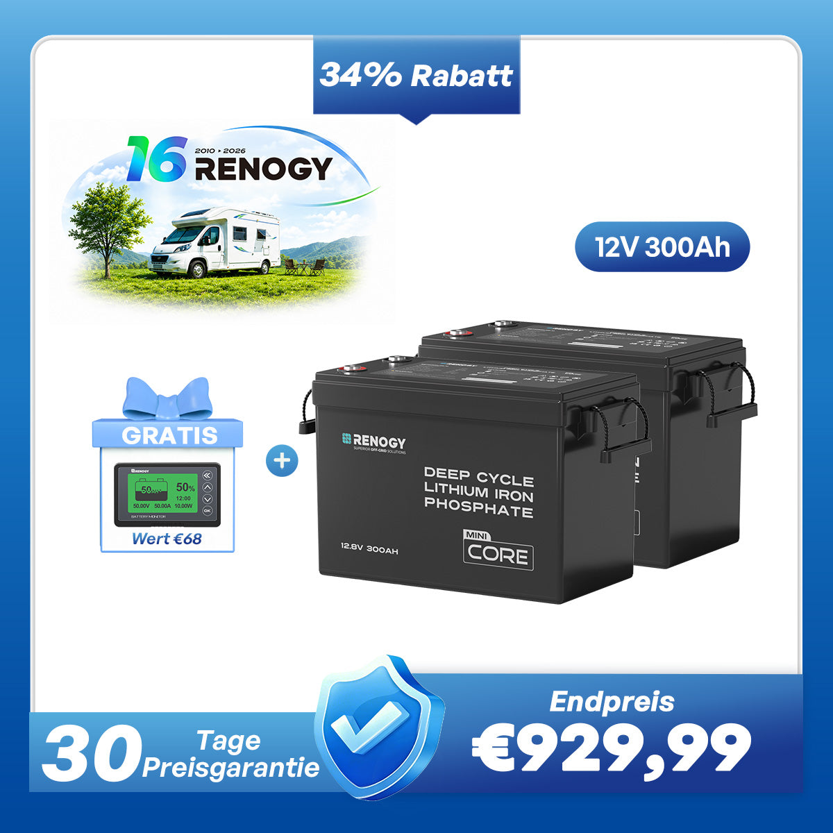 Core Mini - 12V 300Ah LiFePo4 Lithium Batterie