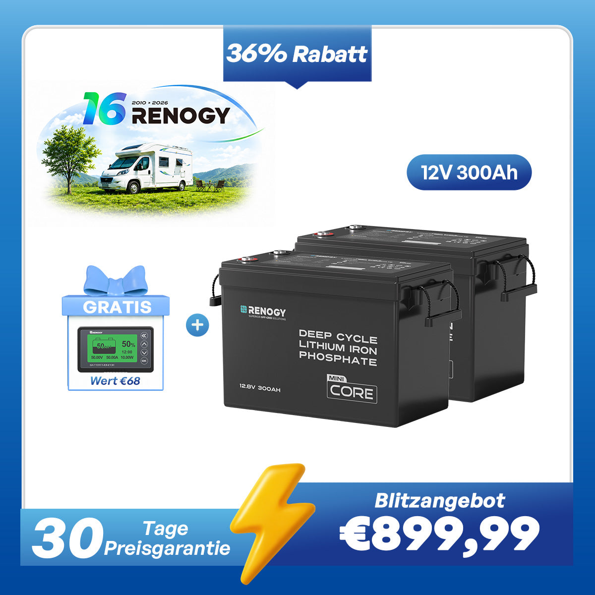 Core Mini - 12V 300Ah LiFePo4 Lithium Batterie