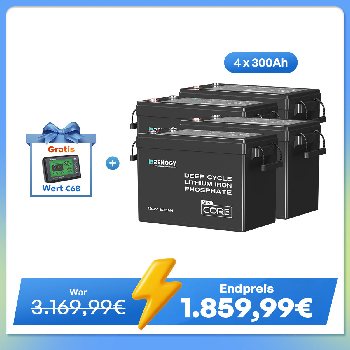 Core Mini - 12V 300Ah LiFePo4 Lithium Batterie