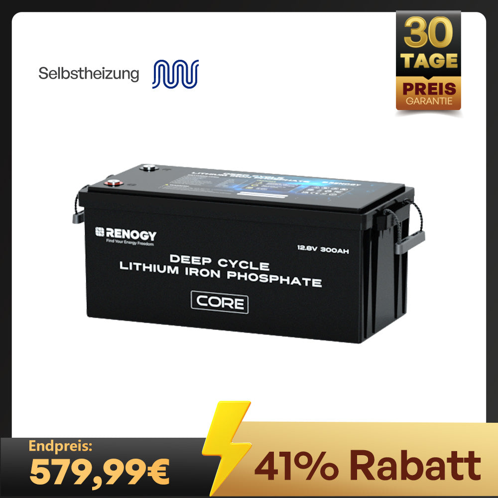 Core 12V 300Ah LiFePo4 Lithium Batterie mit Selbstheizung