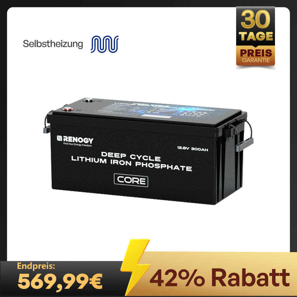 Core 12V 300Ah LiFePo4 Lithium Batterie mit Selbstheizung