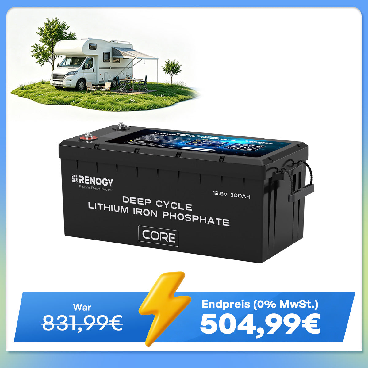 Core - 12V 300Ah LiFePo4 Lithium Batterie mit Selbstheizung