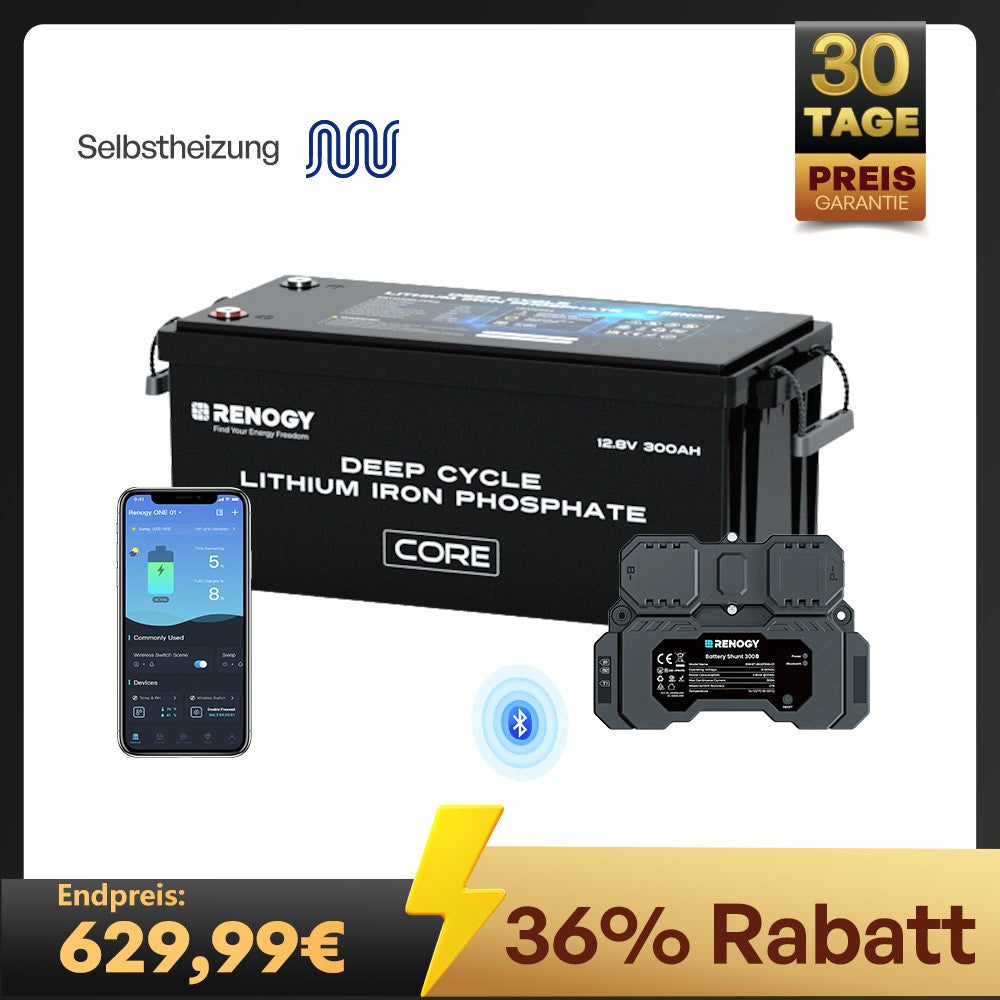 Core 12V 300Ah LiFePo4 Lithium Batterie mit Selbstheizung