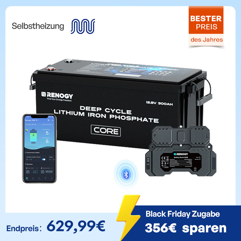 Core 12V 300Ah LiFePo4 Lithium Batterie mit Selbstheizung
