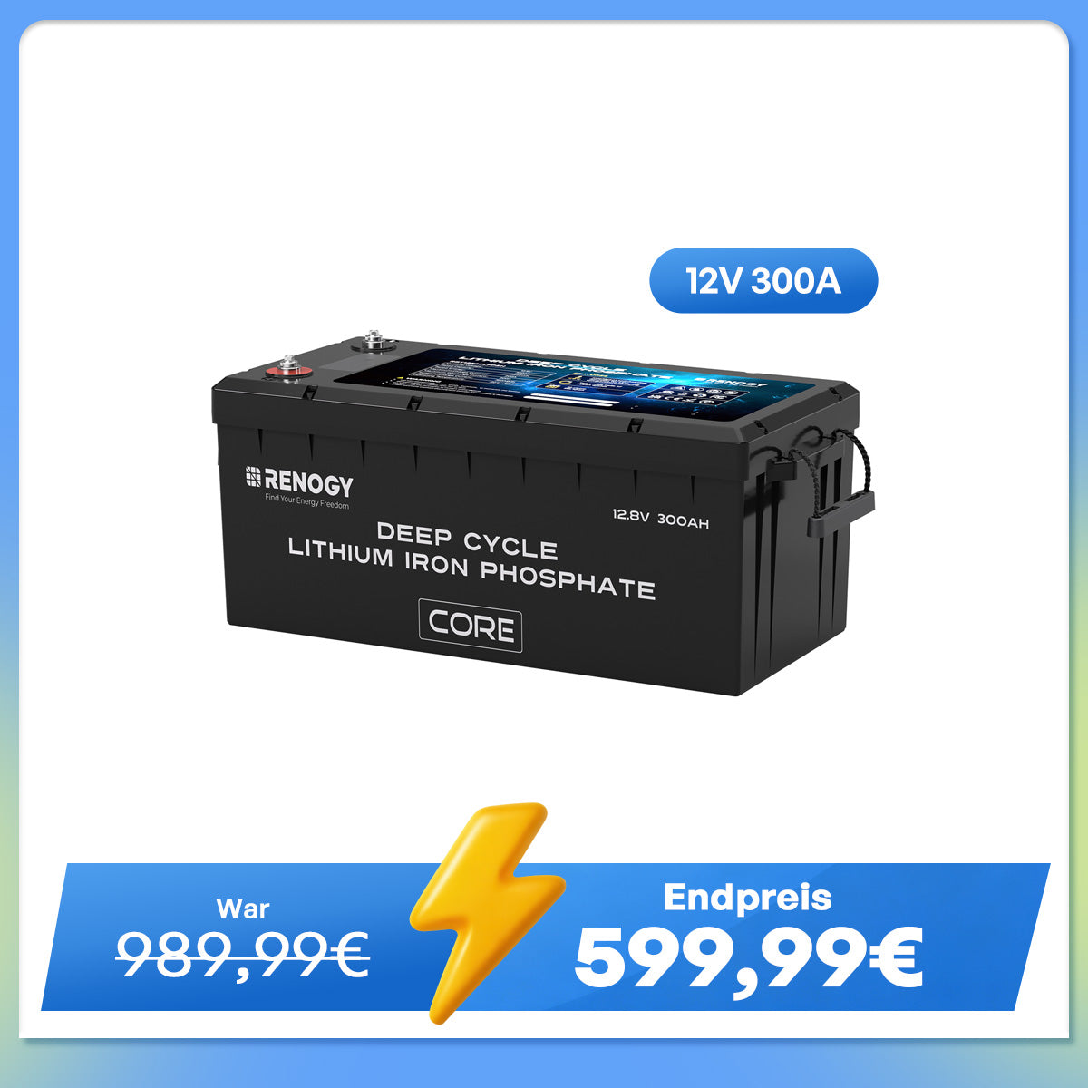 Core - 12V 300Ah LiFePo4 Lithium Batterie mit Selbstheizung