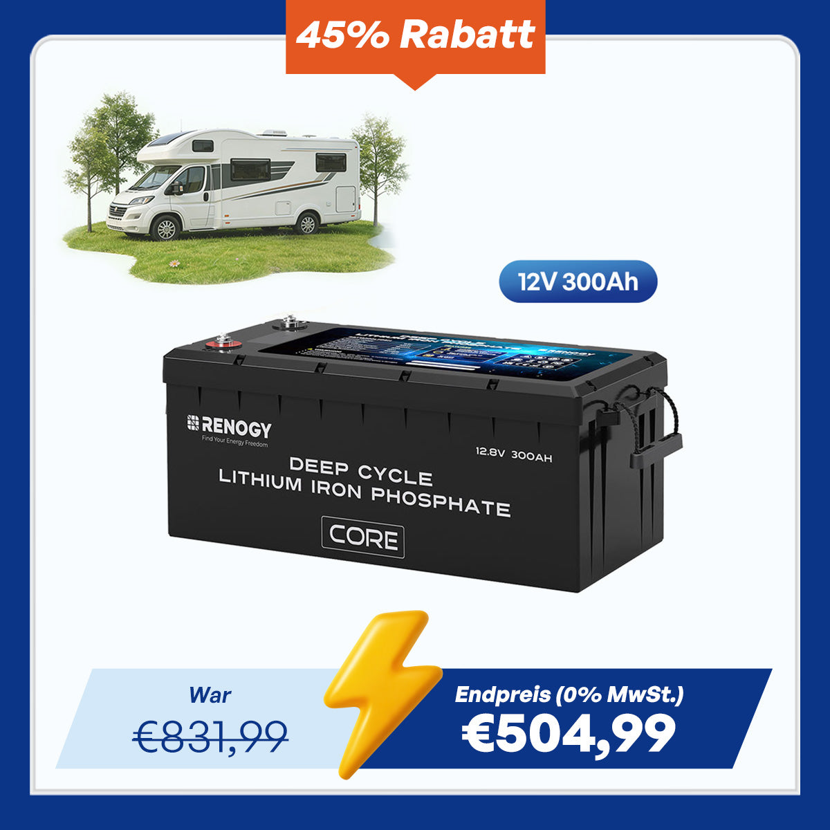 Core - 12V 300Ah LiFePo4 Lithium Batterie mit Selbstheizung