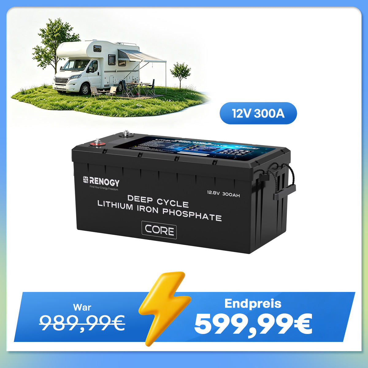 Core - 12V 300Ah LiFePo4 Lithium Batterie mit Selbstheizung