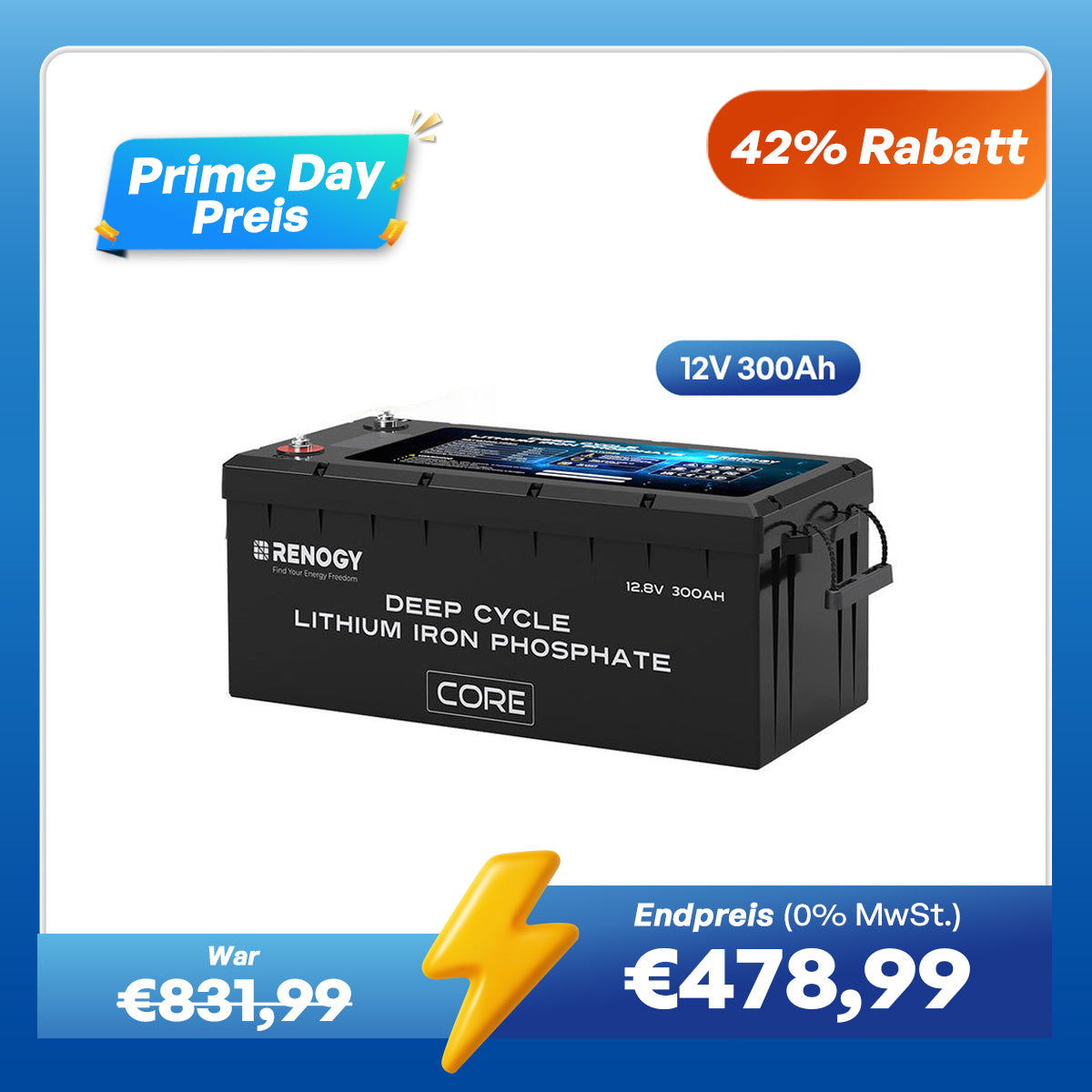 Core - 12V 300Ah LiFePo4 Lithium Batterie mit Selbstheizung