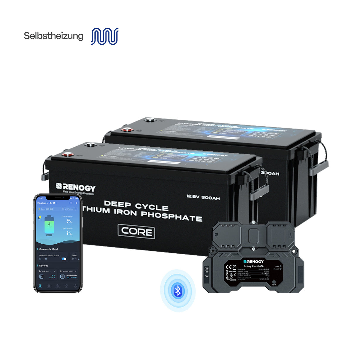 Core 12V 300Ah LiFePo4 Lithium Batterie mit Selbstheizung