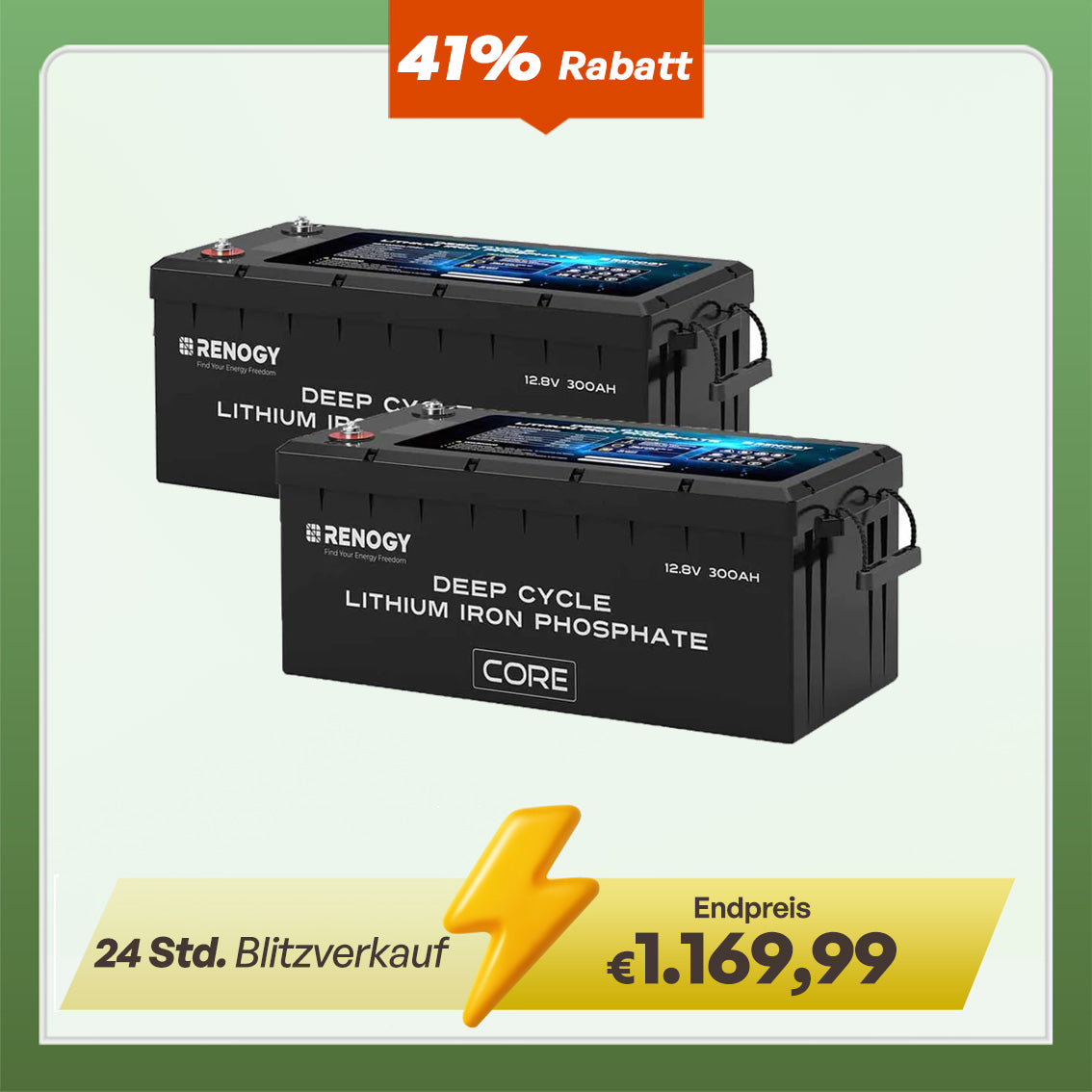 Core - 12V 300Ah LiFePo4 Lithium Batterie mit Selbstheizung