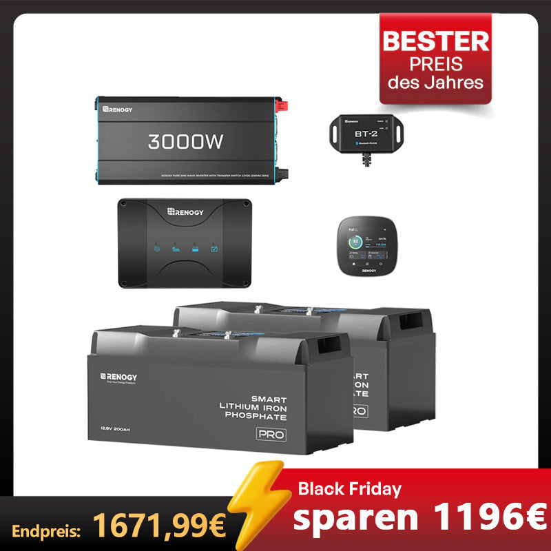5,12 kWh Off-Grid Solaranlage | 3000W Wechselrichter, 50A Batterieladegerät