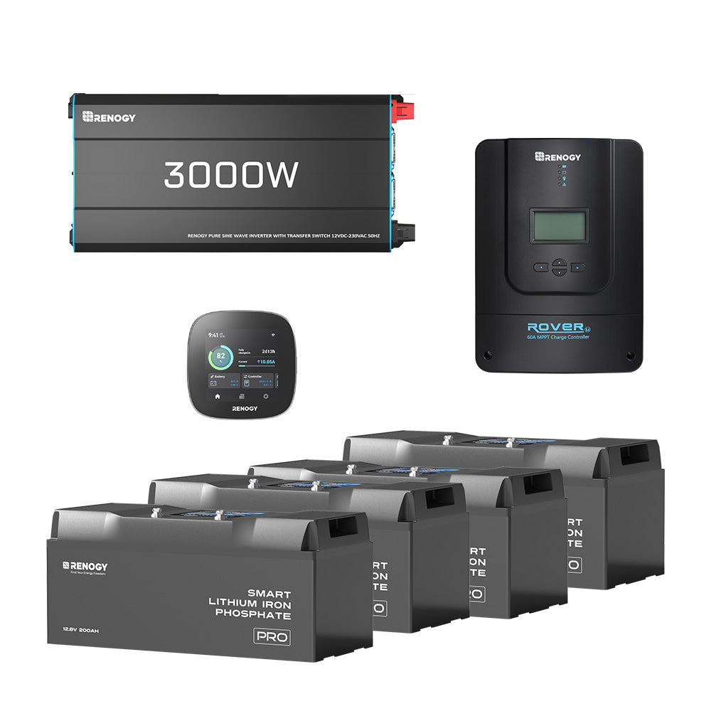 10,24 kWh Off-Grid Solaranlage | 3000W Wechselrichter, 60A Laderegler