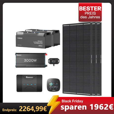 5,12 kWh Off-Grid Solaranlage | 3000W Wechselrichter, 50A Batterieladegerät