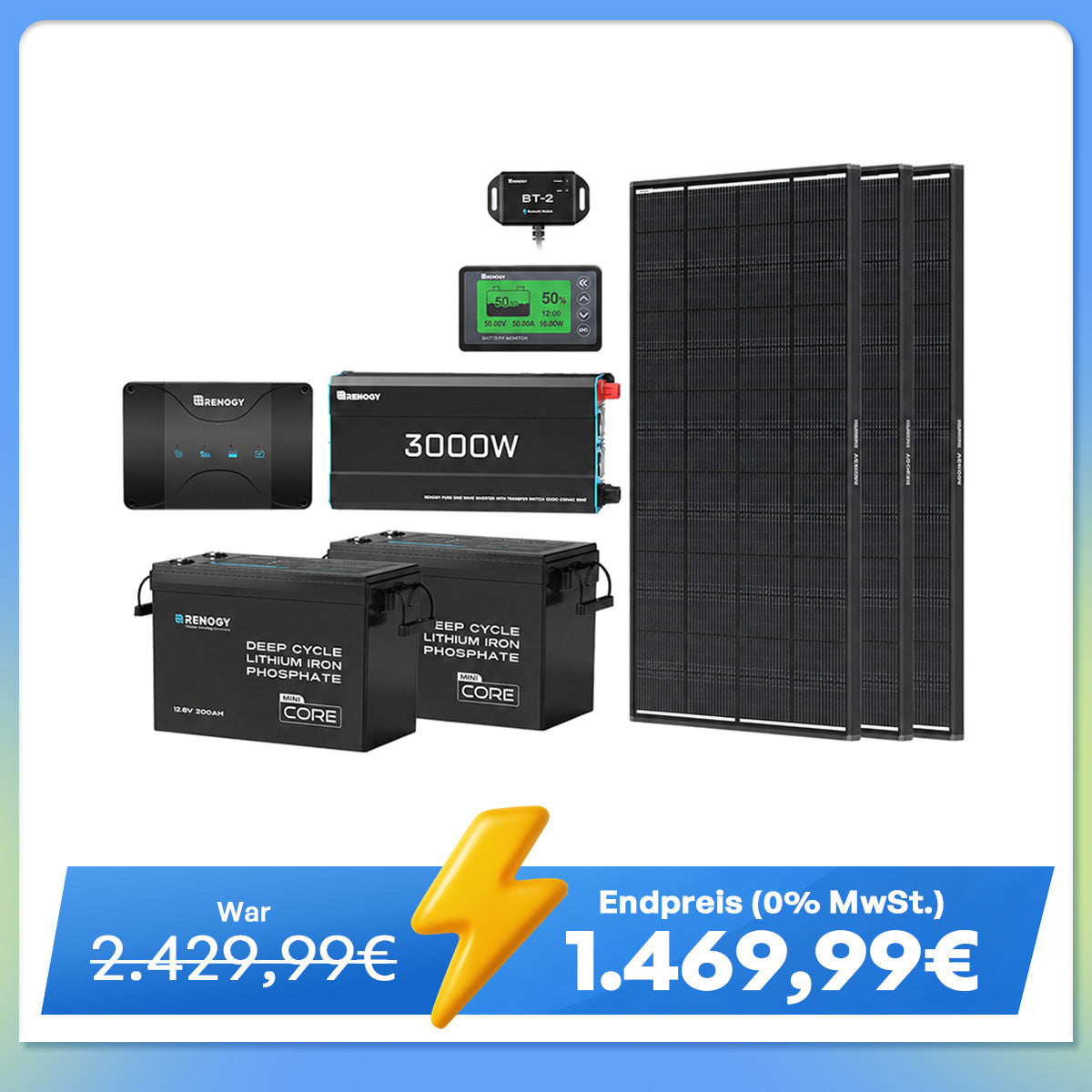 5,12kWh Wohnmobil Power Solarsystem| 3000W Wechselrichter
