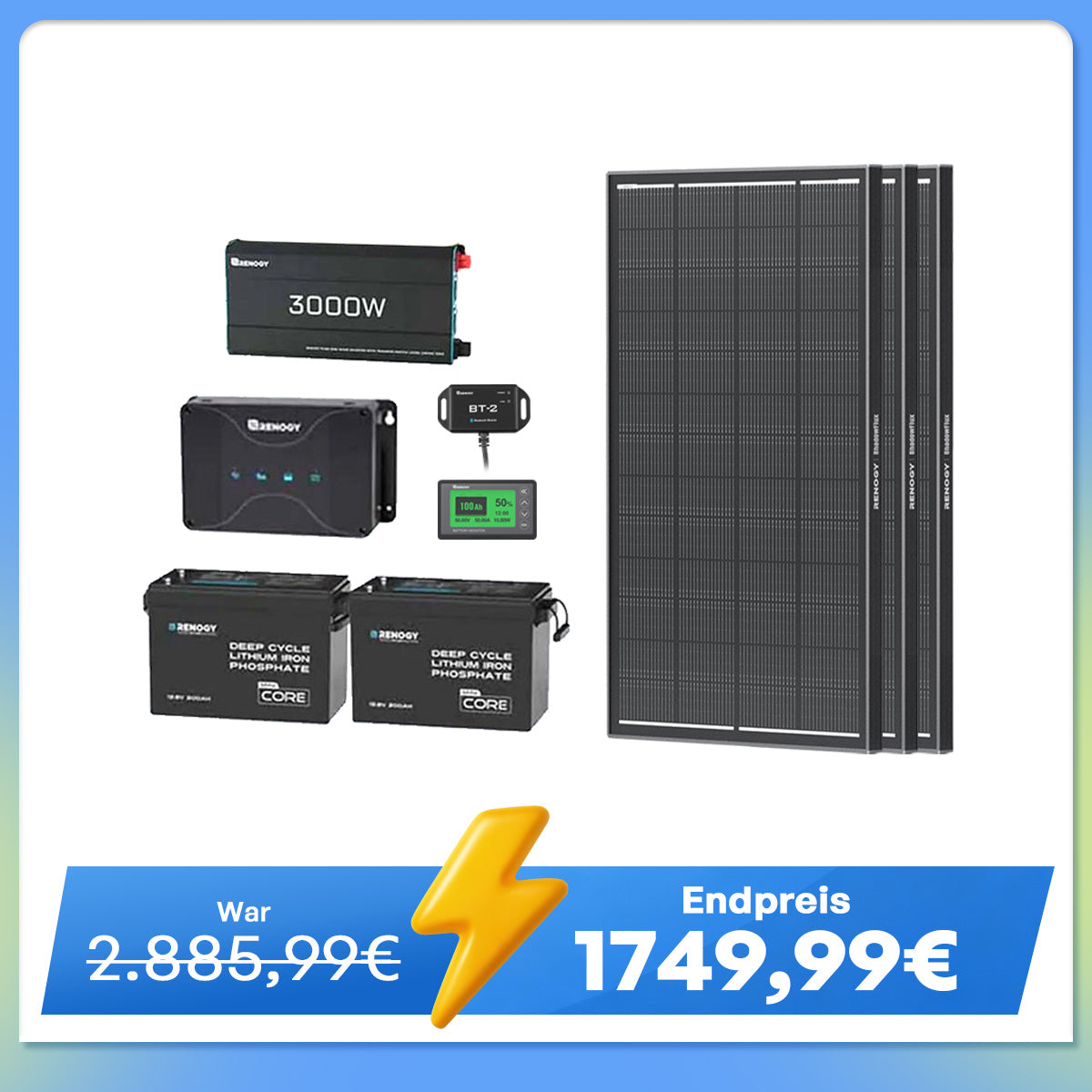 5,12kWh Wohnmobil Power Solarsystem| 3000W Wechselrichter