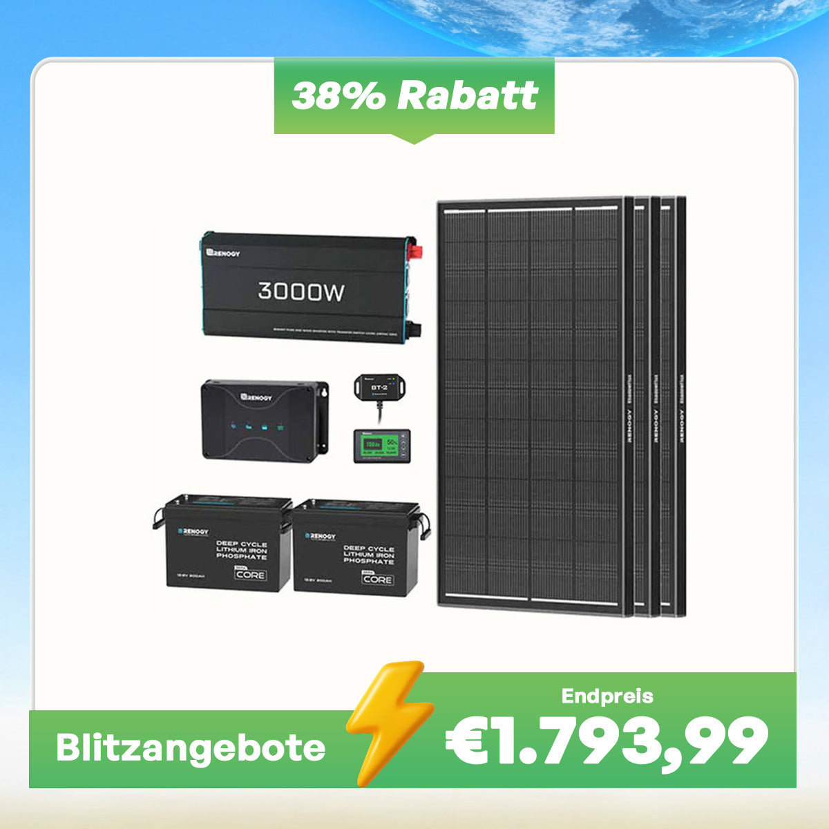 5,12kWh Wohnmobil Power Solarsystem| 3000W Wechselrichter