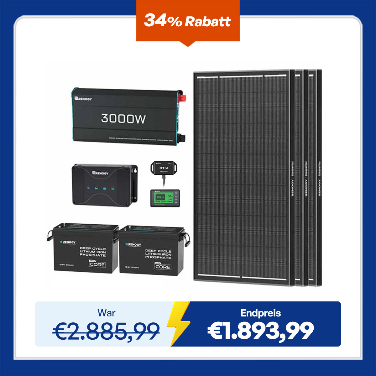 5,12kWh Wohnmobil Power Solarsystem| 3000W Wechselrichter