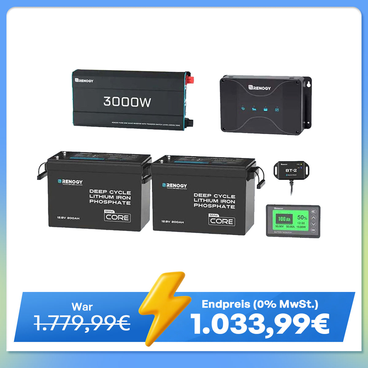 5,12kWh Wohnmobil Power Solarsystem| 3000W Wechselrichter