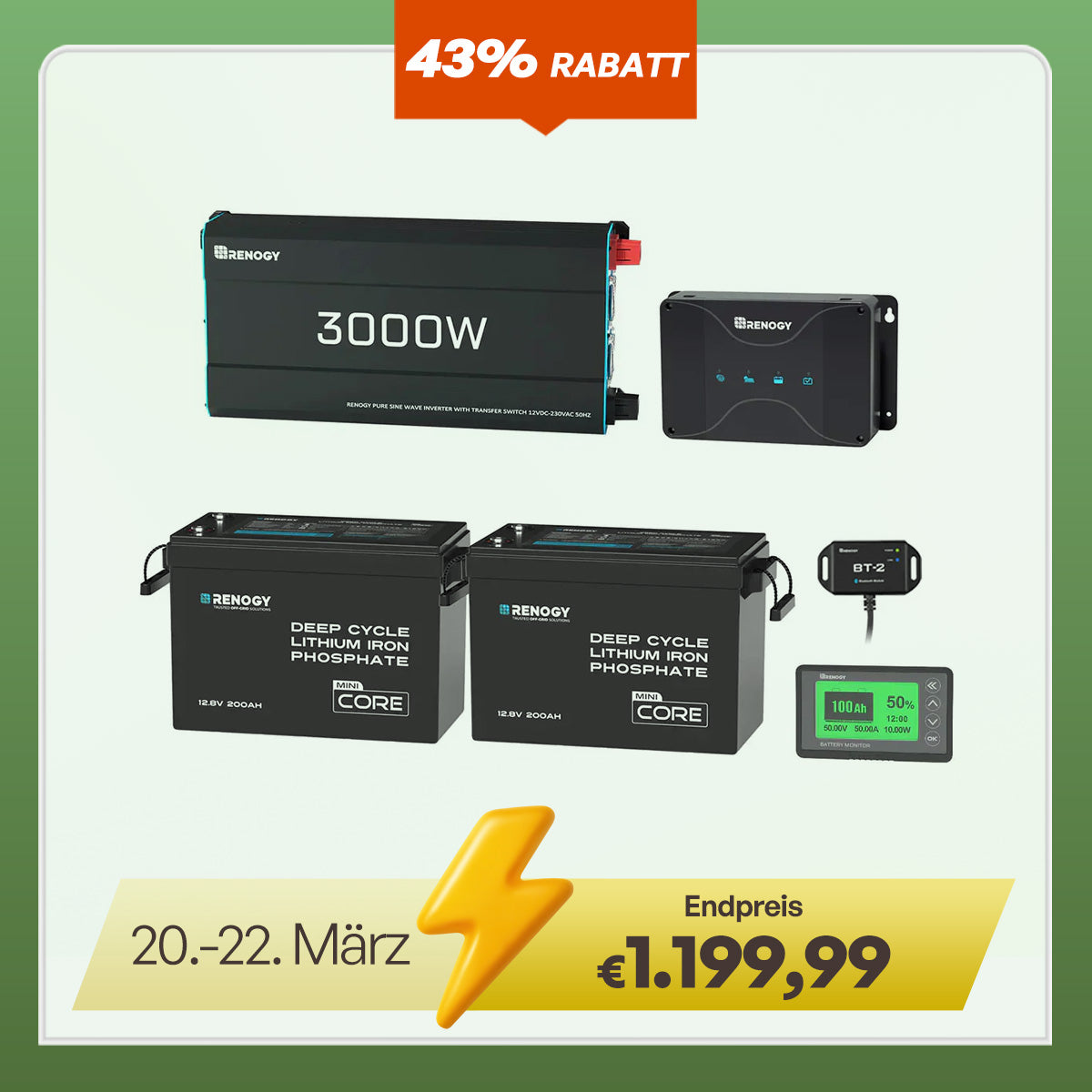 5,12kWh Wohnmobil Power Solarsystem| 3000W Wechselrichter