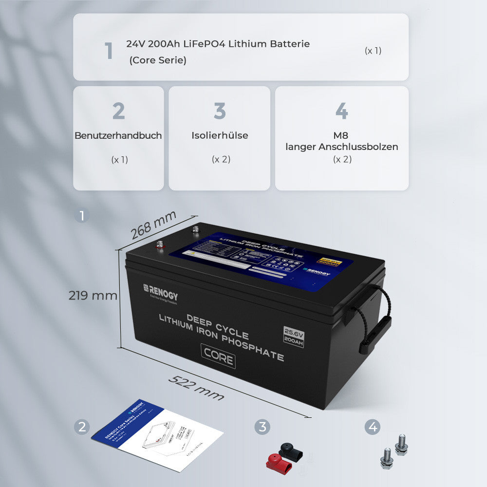 24V 25Ah LiFePo4 Lithium Batterie Smart BMS