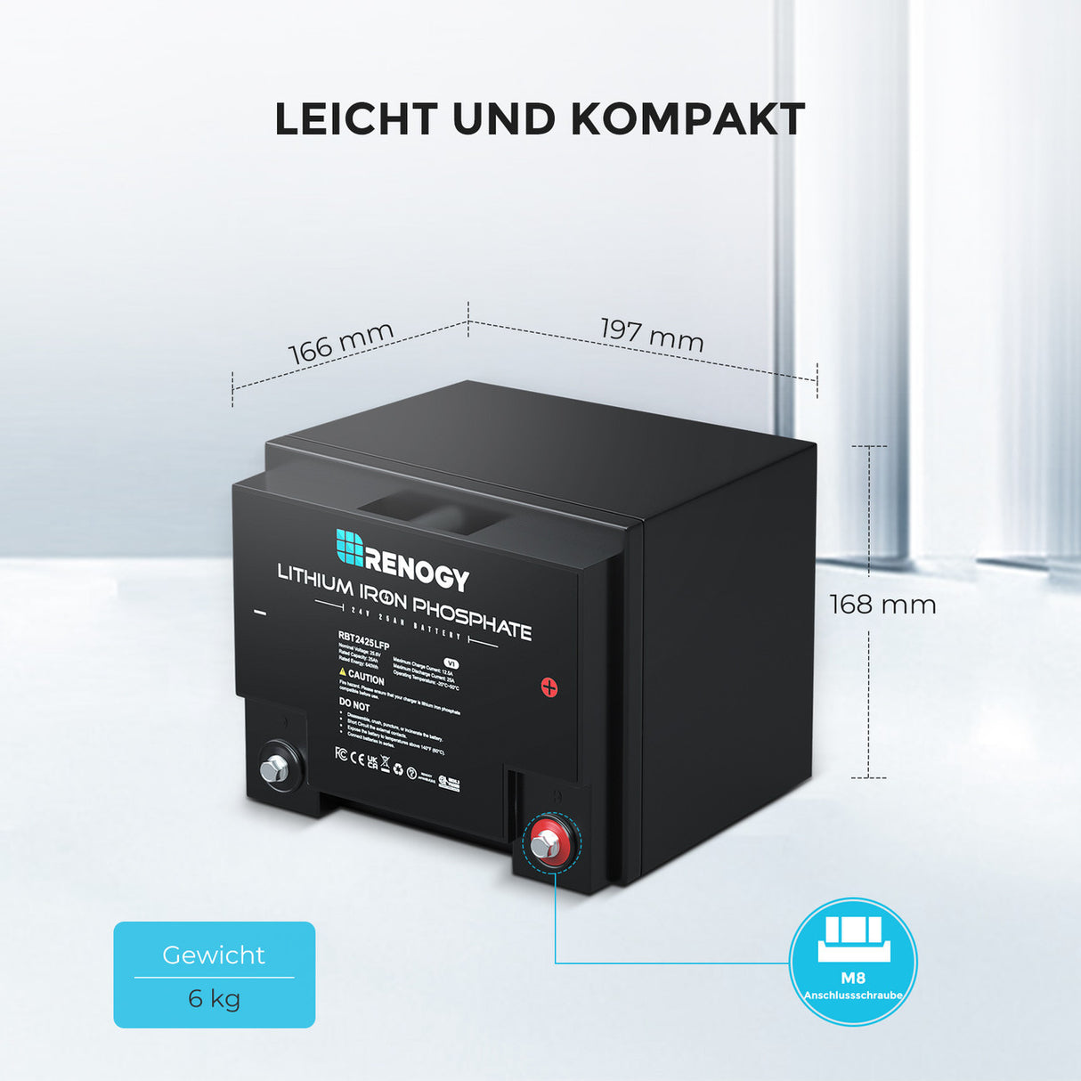 24V 25Ah Lithium-Eisenphosphat-Batterie