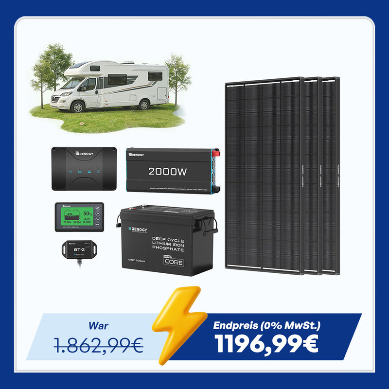 3,84kWh Wohnmobil Power Solaranlage| 2000W Wechselrichter, 50A Batterladegerät
