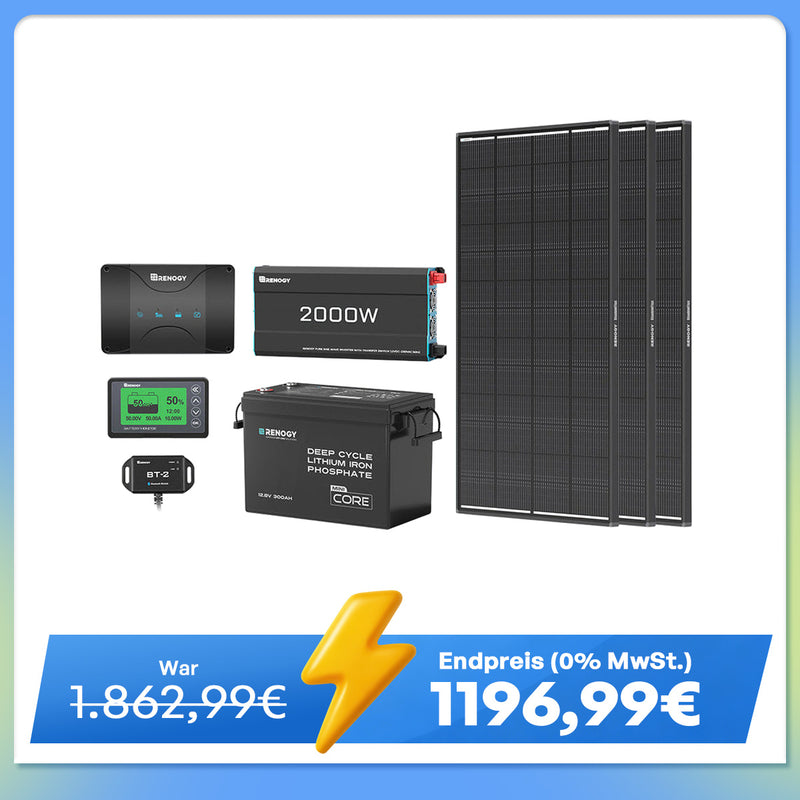 3,84 kWh Wohnmobil Power Solaranlage| 2000W Wechselrichter, 50A Batterladegerät