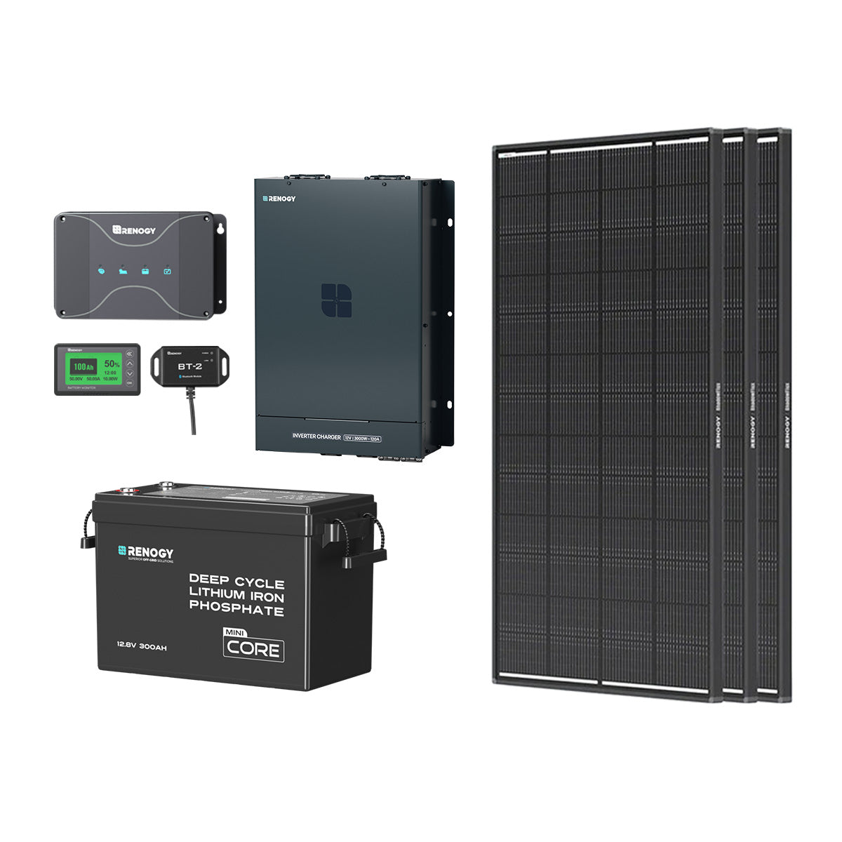 3,84 kWh Wohnmobil Solaranlage| 2000W Wechselrichter-Ladegerät , 50A Batterladegerät