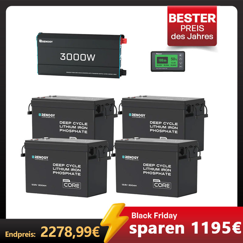 15.36kWh Off-Grid Solaranlage| 3000W Wechselrichter, 60A MPPT Laderegler