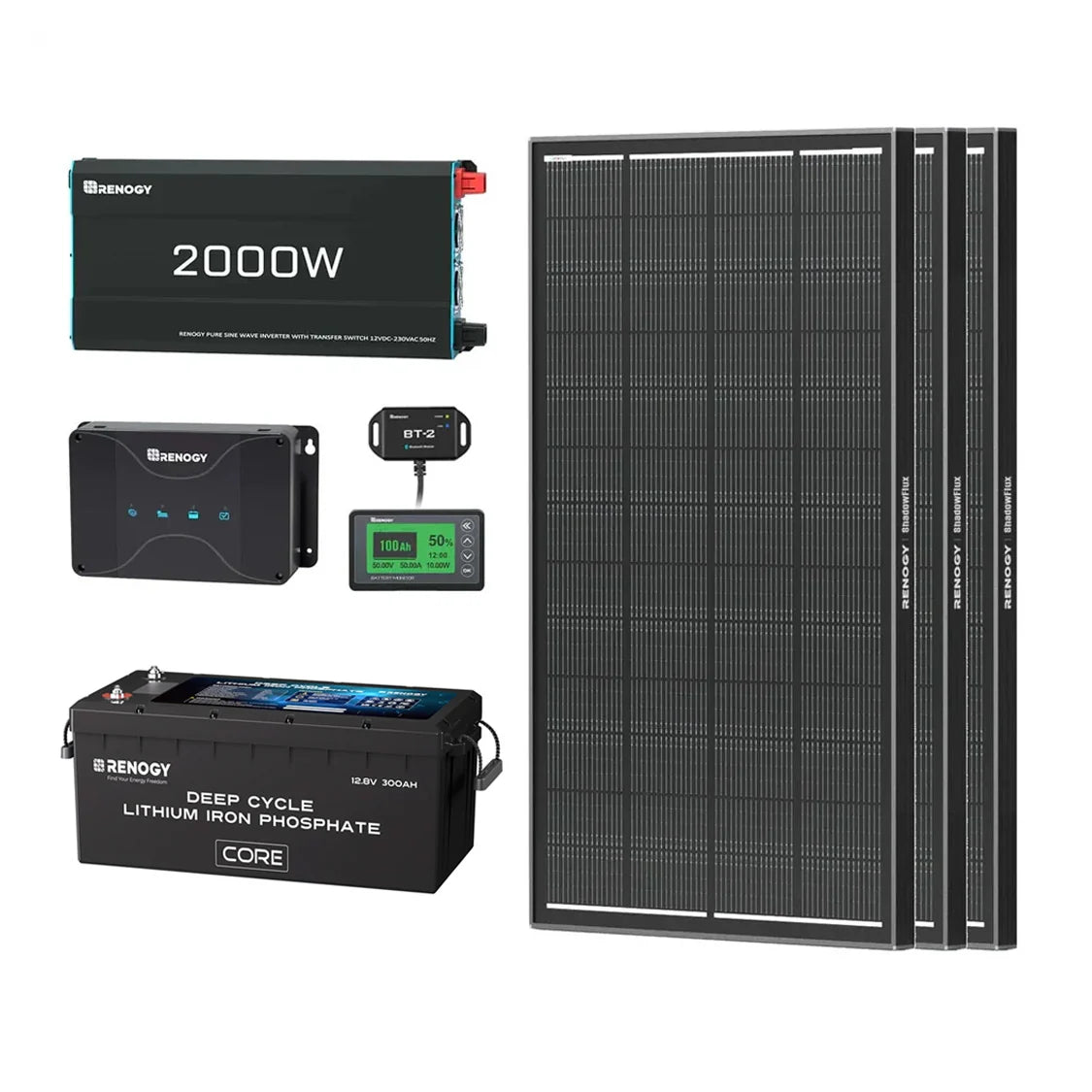 3,84 kWh Wohnmobil Power Solaranlage| 300Ah LiFePo4 Batterie Selbstheizung, 2000W Wechselrichter